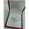 Image 2 : LADIES 10KT YELLOW GOLD CREATED OPAL DRESS RING WITH ONE CREATED OPAL