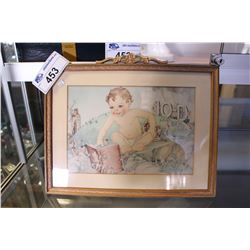 EARLY 1900S FRAMED AYERST COD LIVER OIL ADVERTISEMENT PRINT BY KATHLEEN BELL