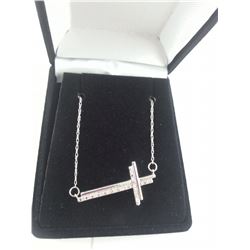 STERLING SILVER AND DIAMOND CROSS NECKLACE. 15 DIAMONDS. BRAND NEW IN BOX