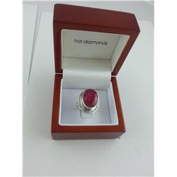 CUSTOM MADE OVAL CUT RED RUBY STERLING SILVER RING