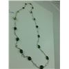 Image 2 : 14KT WHITE GOLD NATURAL EMERALD AND WHITE SAPPHIRE CHANEL INSPIRED STATION STYLE NECKLACE WITH 16