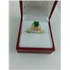 Image 2 : LADIES 14KT YELLOW GOLD NATURAL EMERALD AND DIAMOND SET DRESS RING WITH 14 DIAMONDS, APPROX