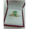 Image 2 : LADIES 14KT YELLOW GOLD NATURAL EMERALD AND DIAMOND SET DRESS RING WITH 14 DIAMONDS, APPROX