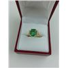 Image 2 : LADIES 14KT YELLOW GOLD NATURAL EMERALD AND DIAMOND SET DRESS RING WITH 6 DIAMONDS, APPROX