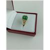 Image 3 : LADIES 14KT YELLOW GOLD NATURAL EMERALD AND DIAMOND SET DRESS RING WITH 6 DIAMONDS, APPROX
