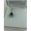 Image 2 : 14KT WHITE GOLD NATURAL BLUE SAPPHIRE AND DIAMOND PENDANT SET WITH 37 DIAMONDS, APPROX 0.52CARAT