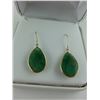 Image 2 : PAIR OF 14KT YELLOW GOLD AND EMERALD DANGLING EARRINGS WITH 2 SLICES OF EMERALD, APPROX 9.65CARATS