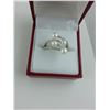 Image 2 : LADIES STERLING SILVER DIAMOND AND WHITE FRESH WATER CULTURED PEARL DRESS RING WITH 68 DIAMONDS,