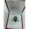 Image 2 : LADIES 10KT YELLOW GOLD AND RHODIUM FINISH MYSTIC TOPAZ AND DIAMOND SET DRESS RING WITH ONE MYSTIC