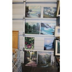 GROUP OF 8 UNFRAMED ORIGINAL OIL ON CANVAS PAINTINGS BY ARTIST V HANSEN