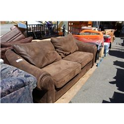 BROWN SUEDE LEATHER 2PC SOFA AND CHAIR SET