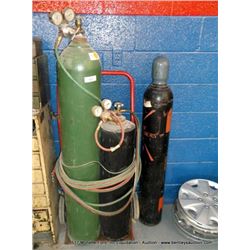 LOT: AIRCO WELDING TANKS W/ DOLLY, HOSES, TORCH