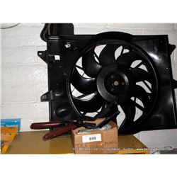 LOT: FAN, HOSE CLAMPS, TOOLS