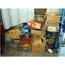 LOT: ASSORTED AUTO PARTS-FILTERS, RADIO, LIGHTS, RESEVOIRS
