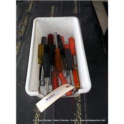 BIN: ASSORTED TOOLS-PHILIPS DRIVES, FLAT HEAD SCREWDRIVERS