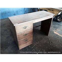 SMALL WOODEN 3 DRAWER DESK IN BACK SHOP