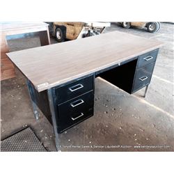 BLACK METAL & WOOD TOP HON OFFICE DESK IN BACK SHOP