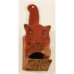 Folk Art Cat Hanging Match Holder