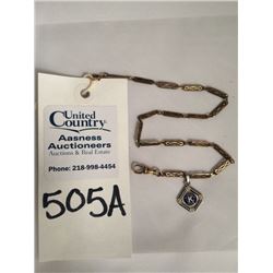 Gold Watch Chain w/Kiwanis Club Fob