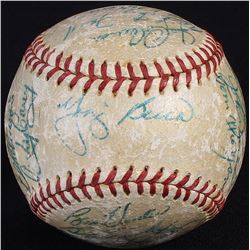 1956 Yankees World Series Champions Baseball Team Signed by (23) with Mickey Mantle, Yogi Berra, Bil