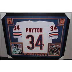 Walter Payton Signed Bears 35x43 Custom Framed Jersey with (5) Career Stat Inscriptions (PSA LOA)