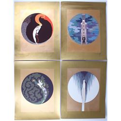 Complete Suite of (4) Erte Signed "The Emotions" 1979 18x23 AP Serigraphs on Metallic Archival Paper