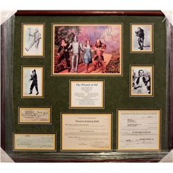 The Wizard of Oz Cast Signed Custom Framed Piece Signed by (4) with Judy Garland, Jack Haley, Ray Bo