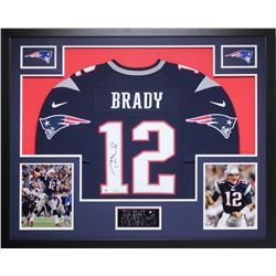 Tom Brady Signed Patriots 35" x 43" Custom Framed Jersey (Steiner COA & TriStar)