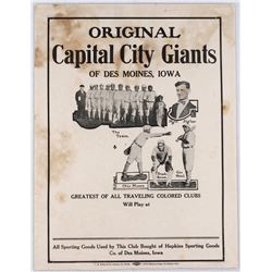 Capital City Giants 10x14 Broadside Ad 1916 Negro League Poster