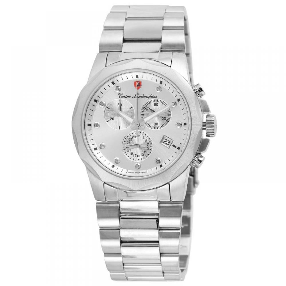 Tonino Lamborghini Stainless Steel Watch Featuring a Silver-Tone
