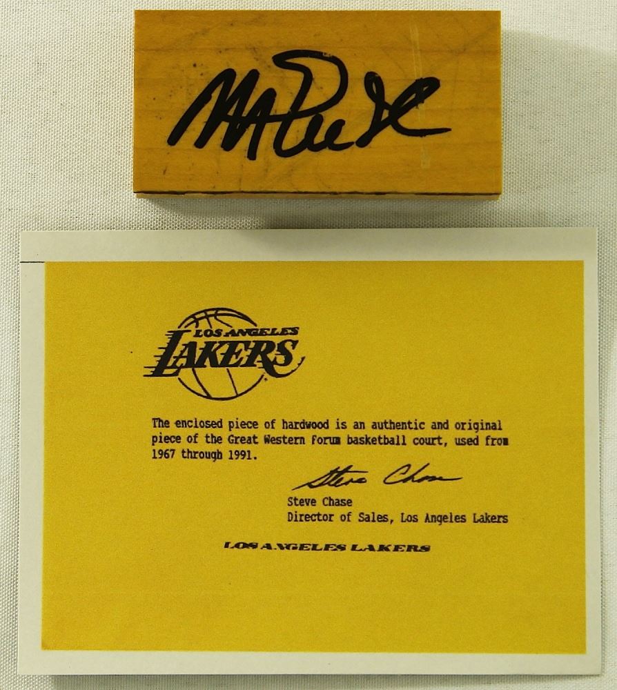 Magic Johnson Signed Game Used Lakers La Forum Hardwood Floor Tile Psa Coa