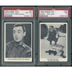 Lot of (2) PSA Graded 1965 Gomer Pyle Trading Cards with #19 I'm So Tired (PSA 8) & #45 I Don't Make