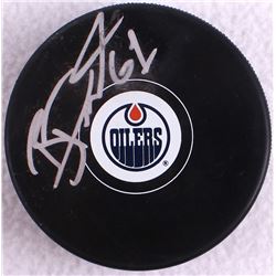Benoit Pouliot Signed Oilers Logo Puck (JSA COA)