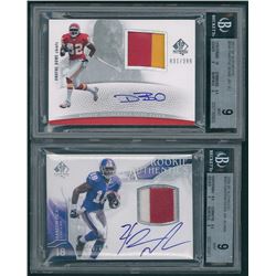 Lot of (2) BGS 9 Graded Rookie Cards with 2009 SP Authentic #382 Hakeem Nicks Jersey Autograph #798/