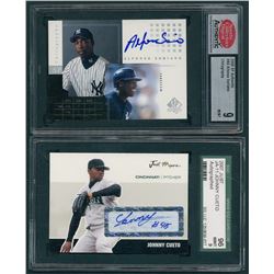 Lot of (2) Graded Cards With 2007 Just Autographs #11 Johnny Cueto (SGC 9) & 2000 SP Authentic Chiro