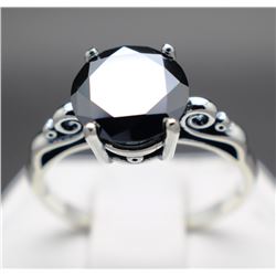 2.53 Carat Genuine Natural Black Diamond Sterling Silver Ring - Size 7 (GJLI COA)