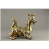 Image 1 : Chinese Gilt Bronze Dragon Figure w Blue Splashes