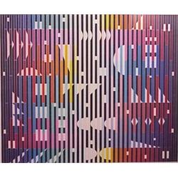 Yaacov Agam (b. 1928) Israeli, NIGHT RAINBOW (Silver), color screenprint, signed in pencil, fro...