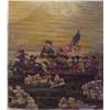 Image 1 : American Folk Art, WASHINGTON CROSSING THE DELAWARE, oil painting on canvas, 80 x 70" unstretch...