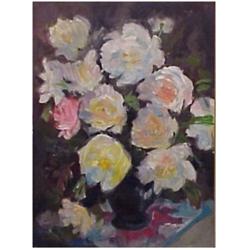 American School (20th Century), STILL LIFE VASE WITH FLOWERS, oil painting, 23 1/2 x 17 1/2", s...