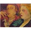 Image 1 : American School (20th Century), TWO WOMEN, oil painting on canvas, 16 x 20", signed D. Ivrin?,...