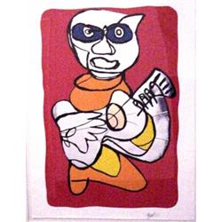 Karel Appel (b. 1921) Dutch, GUITARIST, 1975, color lithograph with mylar (usual creases) colla...
