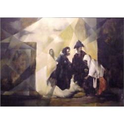 Charles Bragg (b. 1931) American, GATHERING OF PEOPLE, oil painting on canvas, 30 x 42", signed...