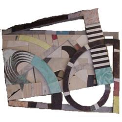 Contemporary School, UNTITLED, wood and metal wall construction, painted and laminate, 73 x 82...