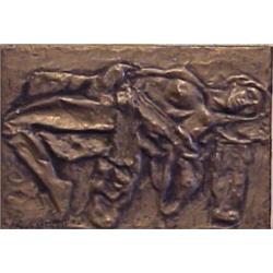 Contemporary School, WOMAN, metal relief, 10 x 14 1/2", signed lower left, framed. Starting Bid...