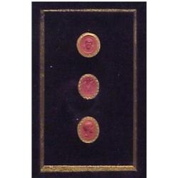 Decorative: Medallion Antiquities, Three carved Carnelian medallions with metal casing (possibl...