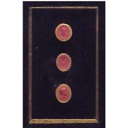 Decorative: Medallion Antiquities, Three carved Carnelian medallions with metal casing (possibl...