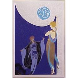 Erte (1892-1990) Russian, TWO WOMEN WITH DRAWN CURTAIN, embossed color screenprint, signed in p...