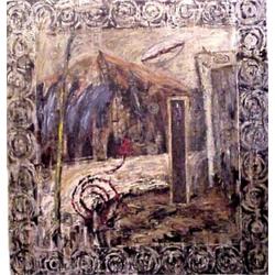 Theresa Gancedo (20th Century), UNTITLED, 1986, oil painting on canvas with sand and appliquT m...