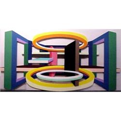 Todd Gray (20th Century) American, NEXT CHAPTER 3, acrylic painting on wood construction, 37 x...